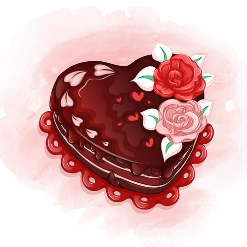 Chocolate cake cartoon illustration vector