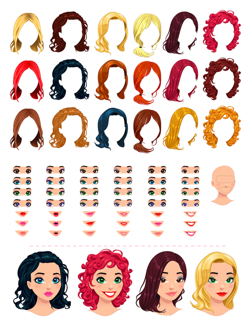 Choose fashion woman hairstyle vector