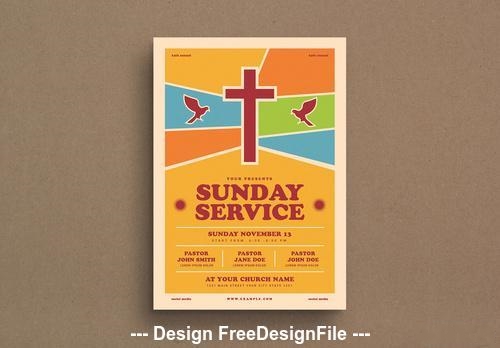 Christian service flyer vector