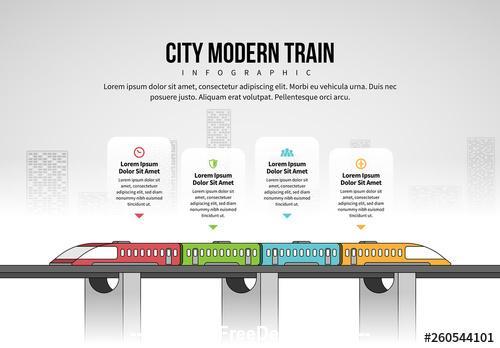 City modern train infographic vector