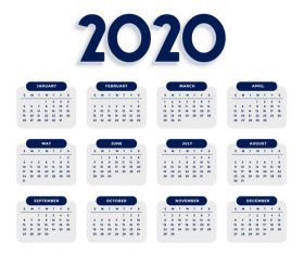 Clean elegant 2020 calendar template vector