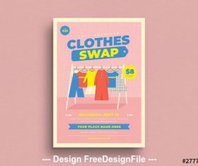 Clothing event flyer with graphic elements vector