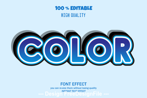 Color 3d font effect style illustration vector