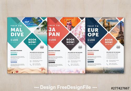 Color tourism promotion flyer vector