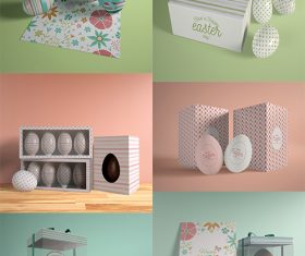 Colored Easter eggs and box psd template