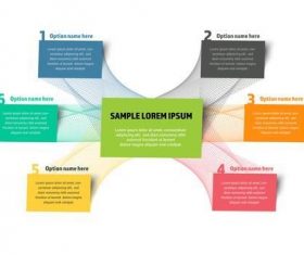 Colorful abstract info chart map with 6 boxes vector