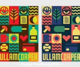 Colorful block style poster vector