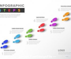 Colorful infographic with footstep illustrations vector