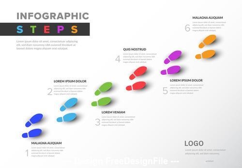 Colorful infographic with footstep illustrations vector