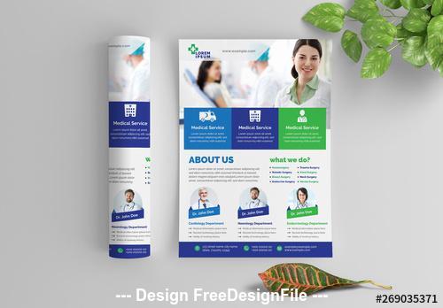 Colorful medical flyer with service details vector