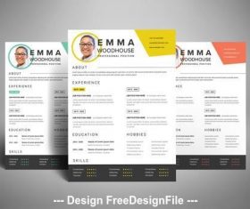 Colorful resume layout vector