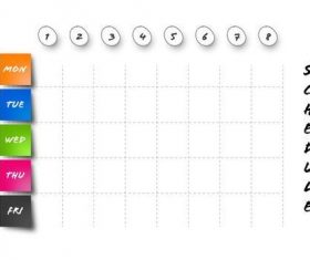 Colorful squares school schedule table vector