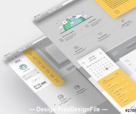 Company portfolio website layout with graphic icons vector