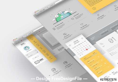 Company portfolio website layout with graphic icons vector