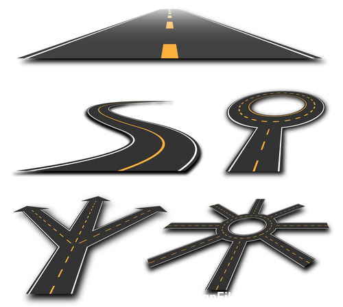 Complex turntable road fork icon vector