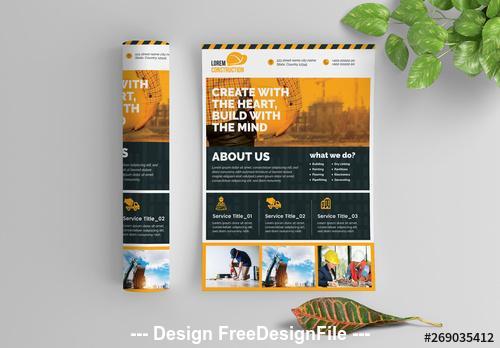Construction Work flyer with graphic elements vector