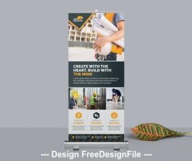 Construction business roll up banner vector