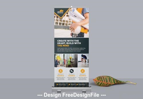 Construction business roll up banner vector