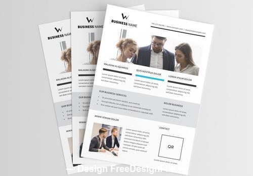 Corporate flyer with simple grid vector