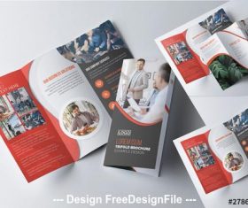 Corporate tri-fold brochure with red vector