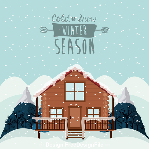 Cottage in the snow vector
