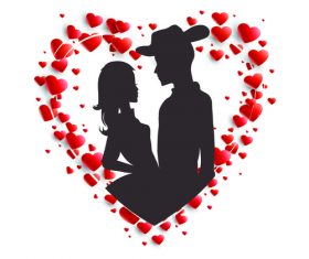 Couple valentines day silhouette vector