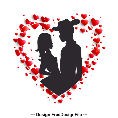 Couple valentines day silhouette vector