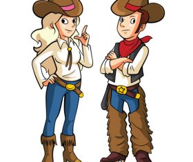 Cowboy couples cartoon vector