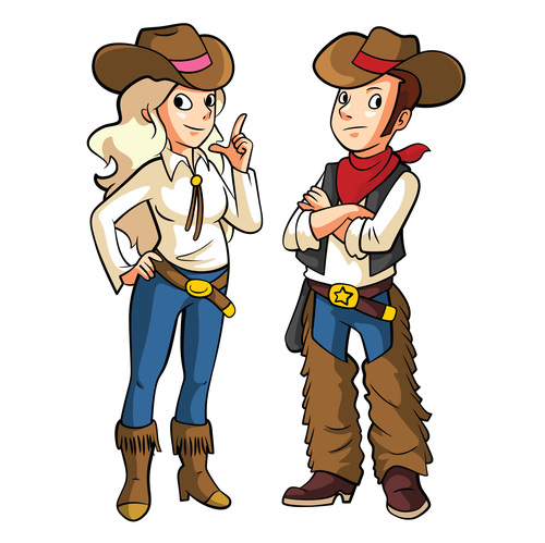 Cowboy couples cartoon vector free download