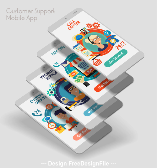 Customer support mobile app vector