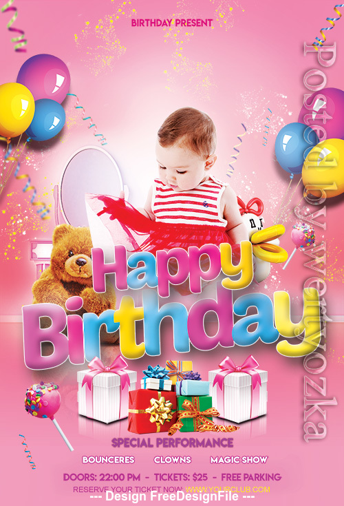 kids birthday background psd