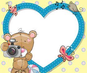 Cute heart frame vector