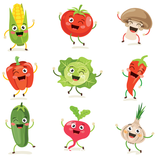 Cute vegetable emoji vector
