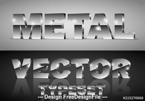 Dark chrome 3D font typeset vector