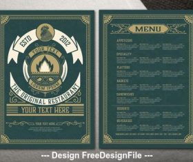 Dark green background restaurant menu vector