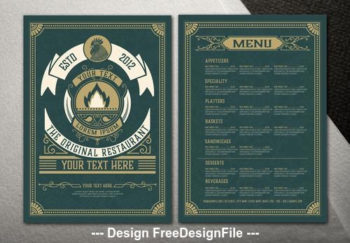 Dark green background restaurant menu vector free download