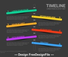 Dark info chart timeline bright colors vector