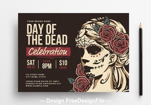 Day of the dead flyer with illustrative vector