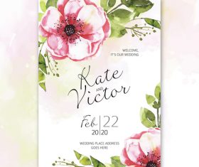 Decorative flowers invitation wedding watercolor vector