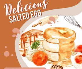 Delicious dessert watercolor illustration vector