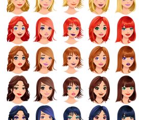 Different hairstyles and hair colors vector