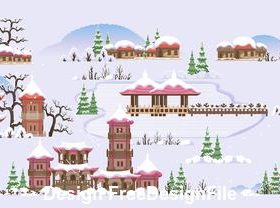 Different style buildings cartoon illustration vector