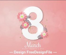 Digital and flower composition Womens day greeting card vector