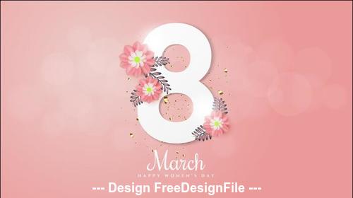 Digital and flower composition Womens day greeting card vector