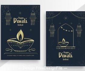 Diwali festival poster with gold vector