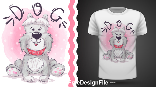 Dog cartoonT-shirt design card vector