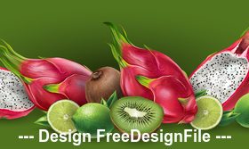 Dragon fruit and kiwi banner vector
