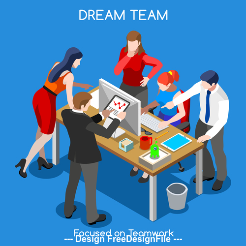 Download Dream team focused on teamwork vector free download