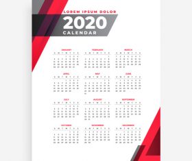 Elegant 2020 geometric new year calendar design template vector