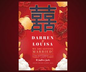 Elegant Chinese wedding invitation vector